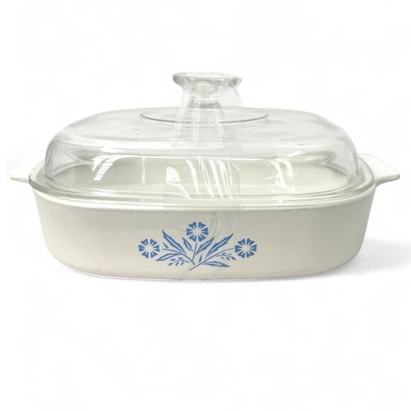 Large Corning Ware Cornflower Casserole A-10-11 Pyrex Cover Vintage Bake 1950's - Picture 1 of 7